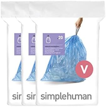 simplehuman Code V 60 Count Custom Fit Liners, Drawstring Kitchen Trash Bags, One-by-One Mess-Free Dispense, Extra Thick & Double Seamed, 50% PCR Plastic, 16-18 Liter / 4.2-4.8 Gallon, Blue by Unknown