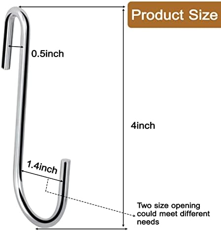 ESFUN 30 Pack Heavy Duty S Hooks Pan Pot Holder Rack Hooks Hanging Hangers S Shaped Hooks for Kitchenware Pots Utensils Clothes Bags Towels Plants -4 Inch - Image 2