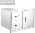 IDEALHOUSE Outdoor Kitchen Drawer 33''W x 22''H x 22''D, BBQ Access Door Drawers Combo with Paper Towel Rack, Stainless Steel Outdoor Kitchen Cabinets for BBQ Island Grill Station Storage Cabinet by IDEALHOUSE
