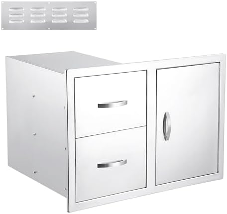 IDEALHOUSE Outdoor Kitchen Drawer 33''W x 22''H x 22''D, BBQ Access Door Drawers Combo with Paper Towel Rack, Stainless Steel Outdoor Kitchen Cabinets for BBQ Island Grill Station Storage Cabinet by IDEALHOUSE