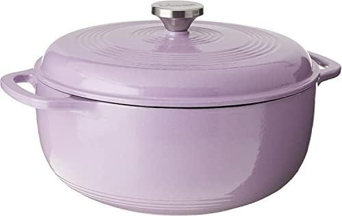 Lodge 7.5 Quart Enameled Cast Iron Oval Dutch Oven with Lid – Dual Handles – Oven Safe up to 500° F or on Stovetop - Use to Marinate, Cook, Bake, Refrigerate and Serve – Lilac by Lodge