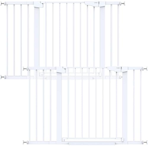 Cumbor 2-Pack 30-48 in Baby Gate for Stairs, Auto Close Dog Gate, White by Cumbor