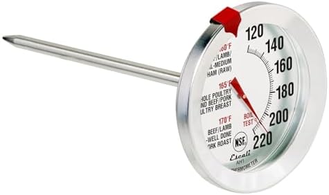 Escali AH1 Stainless Steel Oven Safe Meat Thermometer, Extra Large 2.5-inches Dial, Temperature Labeled for Beef, Poultry, Pork, and Veal Silver NSF Certified by Unknown
