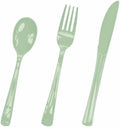 HEIPINIUYE 75 Pack Sage Green Plastic Cutlery Heavy Duty Sage Plastic Knives Forks and Spoons Disposable Silverware Set for 25 Guest Camping Birthday Baby Shower Party Cutlery Set by HEIPINIUYE