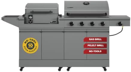Tytus 2-in-1 Gas Grill 4-Burner, Pellet Smoker, Prep Cart, 721 sqin by TYTUS