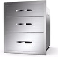 Stainless Steel Outdoor Kitchen Drawers - 3-Drawer BBQ Drawer, Built-in, Flush Mount - 20Wx23Dx27H by OLIPIC