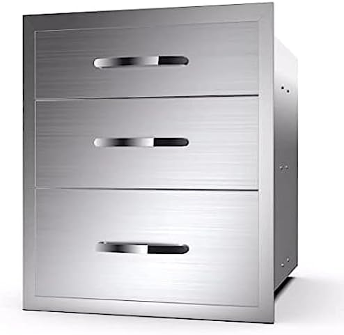 Stainless Steel Outdoor Kitchen Drawers - 3-Drawer BBQ Drawer, Built-in, Flush Mount - 20Wx23Dx27H by OLIPIC