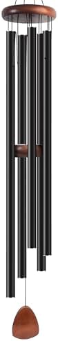 Bursvik 65" Aluminum Wind Chimes for Outside (Black), 5 Heavy Duty Tubes by BursvikWindChimes