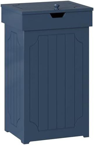 Function Home Trash Can Cabinet, 13 Gallon Kitchen Garbage Can, Wood Recycling Trash Bin, Freestanding Dog Proof Trash Can, Farmhouse Trash Cabinet with Lid for Home Kitchen Bathroom, Blue by FunctionHome
