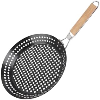 Mingzhe Non Stick Grill Skillet Pan with Wooden Handle for Outdoor Barbecue Cooking Metal 30.5cm - Image 7