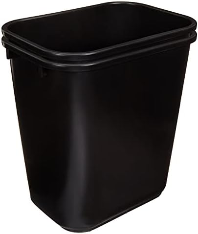 Amazon Basics Rectangular Plastic Office Wastebasket,14.4"L x 10.3"W x 15"H, 7 Gallon, Easy to Clean, Black, Pack of 2 - Image 2