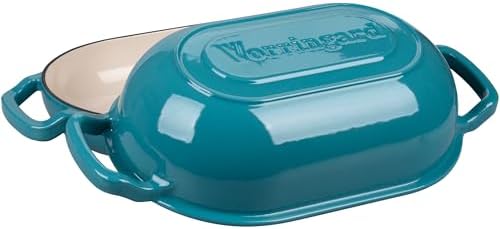 VORRINGARD Enameled Cast Iron Sourdough Bread Oven, Dutch Oven, Loaf Cast Iron Bread Pan for Homemade Bread Baking, Meatloaf Pan with Lid, 5QT, Bluegreen - Image 4