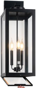 24" Extra Large Outdoor Wall Lights Closed Bottom 3-Light Modern Coach Lamp by Yolsunes