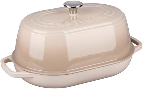 VORRINGARD Enameled Cast Iron Dutch Oven Pot with Dome Lid, Oval Bread Oven for Homemade Sourdough Bread Baking, Oven Safe up to 500°F, 6 Quart, Latte - Image 6