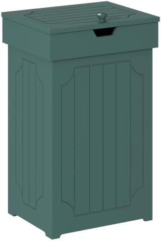 Function Home 13 Gallon Trash Can, Wood Kitchen Garbage Can, Dog Proof Waste Bin with Lid and Liner Ring for Kitchen Dining Living Room, Farmhouse Laundry Hamper Cabinet for Bathroom, Green by FunctionHome