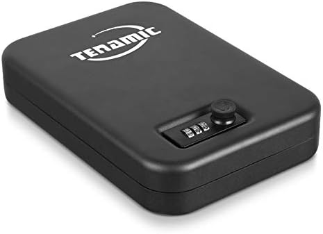 TENAMIC Pistol Safe, Portable Travel Gun Safe, Solid Steel Handgun Lock Box for Home, Gun Safes for Car, Black by Tenamic