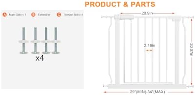 29-34 Inch Wide Baby Gate for Stairs Doorways - Image 3