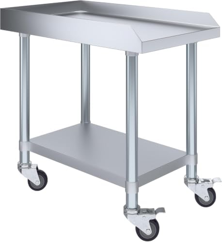 Heavy Duty Stainless Steel Rolling Equipment Stand with Wheels – 30” x 18” by ExpressKitchQuip