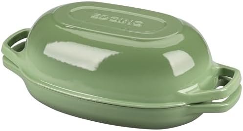 EDGING CASTING Enameled Cast Iron Oval Dutch Oven Pot with Lid, Dutch Oven for Sourdough Bread Baking, Bread Oven, Bread Dutch Oven, Oval Bread Pan, 5qt, Pistachio Green by EDGINGCOOKWARE