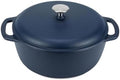 Amazon Basics Enameled Cast Iron Dutch Oven Pot With Lid, 6-Quart, Round, Dual Handles, Heavy-Duty, Oven Safe for Stews, Roasting & Baking, Matte Navy by AmazonBasics