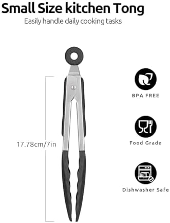 U-Taste Kitchen Tong for Cooking, 600ºF Heat-Resistant Silicone, 7in/Black - Image 2