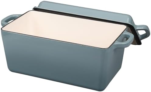 EDGING CASTING Enameled Cast Iron Dutch Oven, Oblong Bread Oven for Sourdough Bread Baking, Baking Pan, Dual Handles, Oven Safe, 4 Quart, Seasalt - Image 6