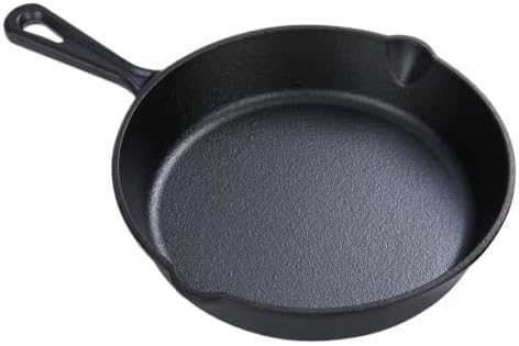 8 Inch Nonstick Pre-Seasoned Cast Iron Skillet With Handle, Even Heat Distribution Mini Frying Pan With Dual Pour Spouts, Multi-Use Cookware For Stovetop Grill Campfire Home & Outdoor Cooking by Unknown