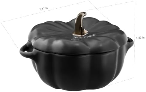 STAUB Ceramic 0.75-qt Petite Ceramic Pumpkin, Oven & Stove Safe up to 572°F, Pumpkin Dish, Ceramic Baking Dish, Candy Dish, Matte Black - Image 6