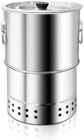Stainless Smokeless Charcoal Grills Surround Charcoal Barrel Grill 360° Smokeless Outdoor Barbecue Grill for Travel for Travel, Outdoor Cooking and BBQ, Camping Grill Picnic Patio Backyard by RIIGOOG