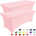 Smiry 2 Pack Spandex Table Cloth 8FT, Elastic Fitted Pink Tablecloth by Smiry