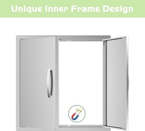 BBQ Access Double Doors 24Wx24H Flush Mount Stainless Steel Outdoor Kitchen Door for Outside Cabinets and BBQ Island - Image 4