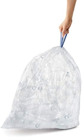 simplehuman Code B 90 Count Custom Fit Liners, Drawstring Kitchen Trash Bags, One-by-One Mess-Free Dispense, Extra Thick & Double Seamed, 50% PCR Plastic, 6 Liter / 1.6 Gallon, White - Image 4