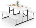 Tangkula 4 Person Picnic Table with 2 Benches, Rectangular by TANGKULA