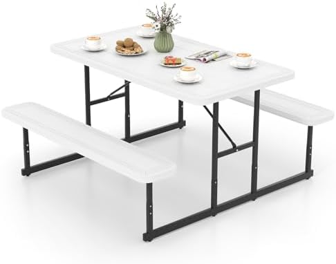 Tangkula 4 Person Picnic Table with 2 Benches, Rectangular by TANGKULA