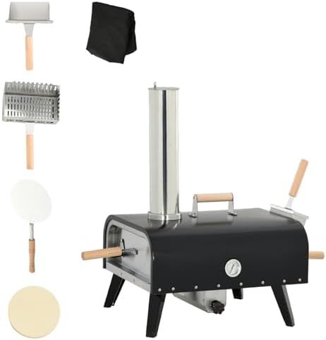 Geelife Outdoor Pizza Oven with 12" Rotating Stone - Steel Black - Better Pizza - Outdoor Kitchen, Backyard - Portable Weather-Resistant by Geelife