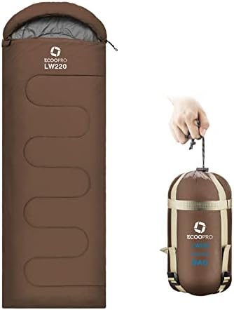 ECOOPRO Warm Weather Sleeping Bag - Portable, Waterproof, Compact Lightweight, Comfort with Compression Sack - Great for Outdoor Camping, Backpacking & Hiking-83 L x 30" W Fits Adults by ECOOPRO