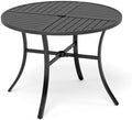 MIXPATIO Patio Round Table w/Umbrella Hole, Metal Table for 4, Black by MIXPATIO