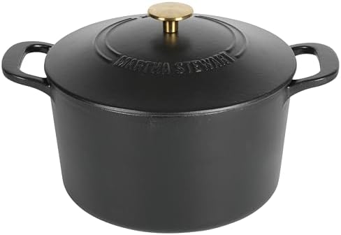MARTHA STEWART Gatwick 7-Quart Enamel Cast Iron Dutch Oven Pot with Lid – Matte Black – Durable Heavy-Duty Dutch Oven for Slow Cooking, Braising & Baking by MarthaStewart