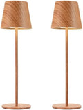 Kakanuo Wood Grain Cordless Table Lamp Rechargeable - 2 Pack 5000mAH Battery Operated Lamp for Counter, 3 Color Stepless Dimming Wireless Lamp for Dining Kitchen, Outdoor Patio, Touch Control by KakanuoLightings