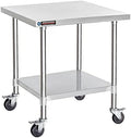 DuraSteel 30x30 NSF Stainless Steel Cart - Heavy Duty Rolling Food Prep Table with Undershelf - Metal Utility Cart for Commercial Restaurant Kitchen, Laundry, Outdoor Portable BBQ Grill by DuraSteel