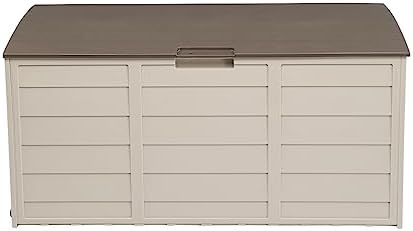 75-Gallon Medium Deck Box - Lightweight Resin Indoor/Outdoor Storage Container and Seat for Patio Cushions and Gardening Tools - Store Items on Garage, Yard,Brown by Shyneer