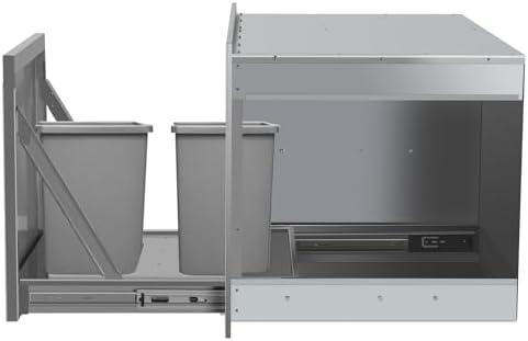 Outdoor Kitchen BBQ Island Drawers Combo 28" W x 20.1" H x 19.7" D with Recessed Handle BBQ Access Triple Drawers and Trash Drawer for BBQ Island Patio Grill Station - Image 6