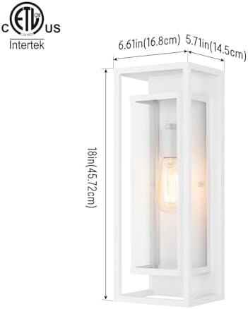 mirrea 18" Modern Outdoor Porch Wall Light, Matte White, 2 Pack - Image 2
