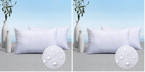 MIULEE Pack of 4 12x20 Outdoor Pillow Inserts, Outdoor Throw Pillows Water-Resistant Decorative Premium Lumbar Pillow Stuffer Sham for Porch Swing Couch Sofa Cushion Patio Furniture by MIULEE