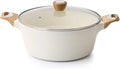 SENSARTE Ceramic Stock Pot Nonstick 4.5 Quart Soup Casserole Pots with Lid Healthy Pasta Cooking Pot Sauce Pot with Woodgrain Bakelite Handle, All Stove Compatible, White by SENSARTE