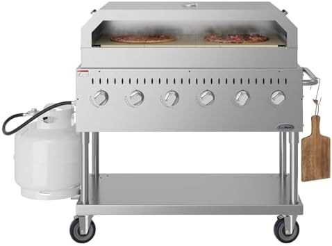 48 in. Commercial Outdoor Propane Gas Grill With Pizza Oven, ETL Listed in Stainless-Steel (CGKIT4-48P) by KoolMore