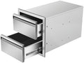 Outdoor Kitchen Drawers 14" W x 15"H x 23"D Double BBQ Drawers Stainless Steel Built-in Drawer for Outdoor Kitchen Island, Patio Grill Station by SGOLAN