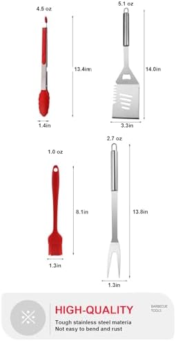 BBQ Grill Tool Set BBQ Accessories, Stainless Steel Grill Tools Grilling Accessories Grill Set Barbecue Grill Accessories for Outdoor Grill, Grill Utensils Grilling Tools Grilling Gifts for Men (4) - Image 6