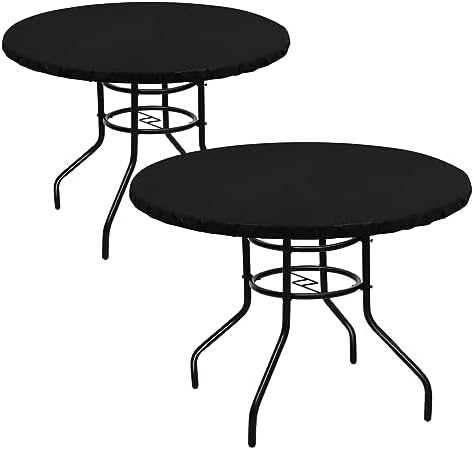 LUSHVIDA 2PCS Round Tablecloth, Fitted Table Cloth for 36"-44" Tables Black by LUSHVIDA