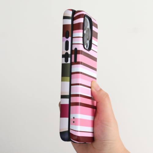 for iPhone 15 Pro Case, Magnetic Matte Frosted Dual-Layer Striped Phone Case for Women, Retro Aesthetic Cover Compatible with MagSafe Accessories - Rose Cocoa - Image 4